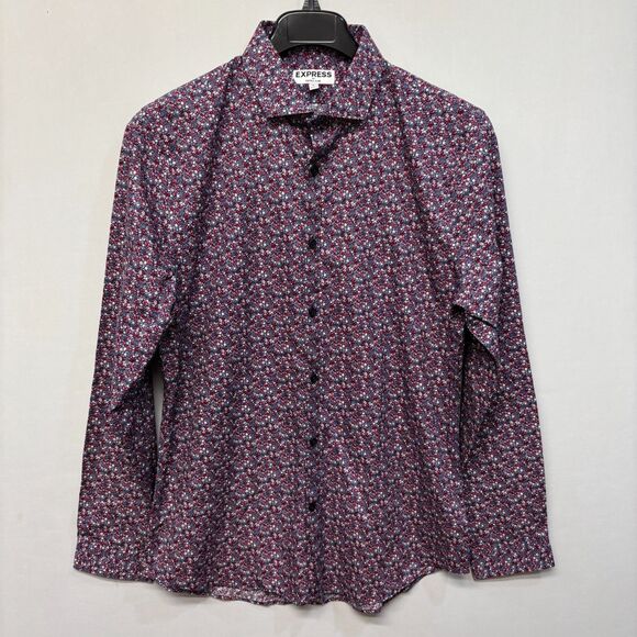 NWT Express Men Extra Slim Fit Button Shirt Top Size Large Floral C025 -10 - Picture 16 of 16